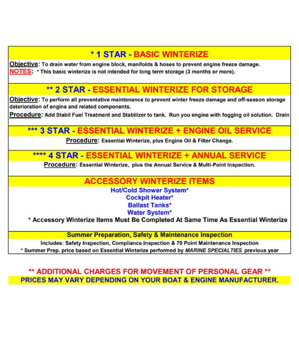 WINTERIZATION PACKAGES